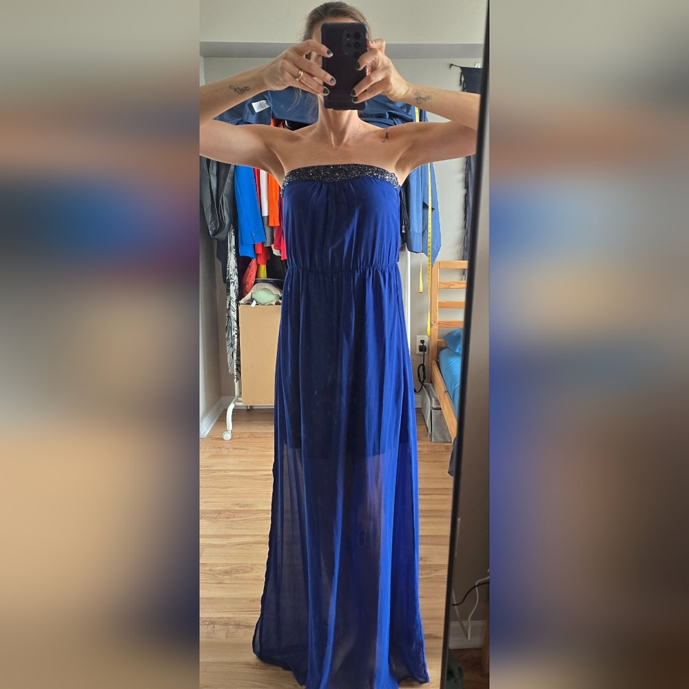 Zara Strapless Blue Dress